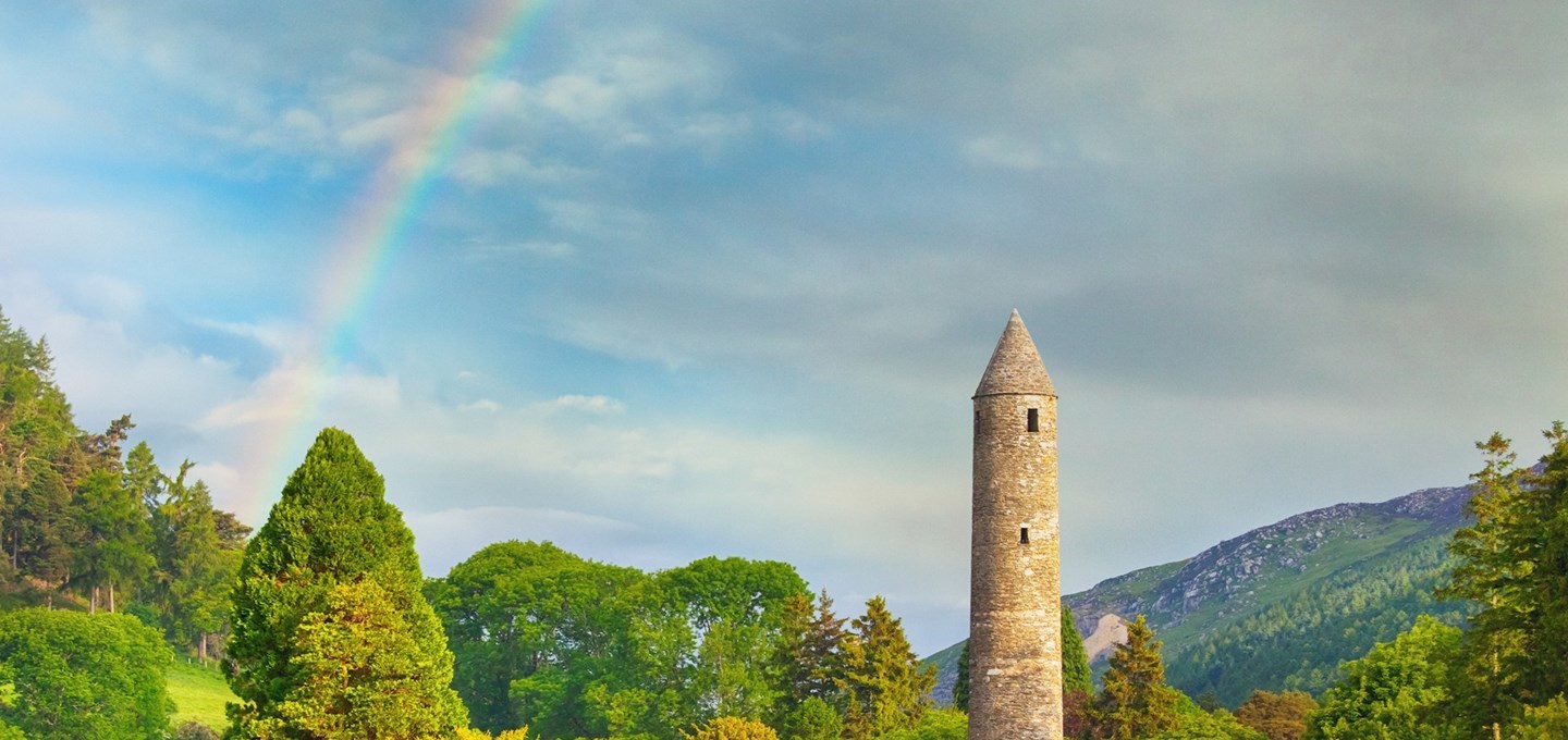 Rainbow over castle